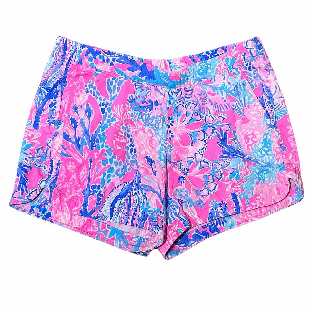 Lilly Pulitzer Ocean View Shorts XS Pink Blue Tropical Marine Life Print Beach - Picture 3 of 8